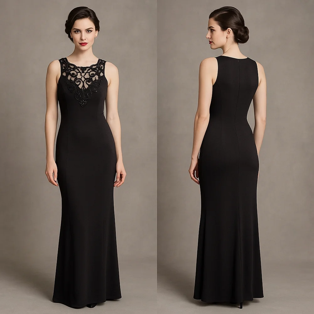 JESSICA MCCLINTOCK Womens Small Black Lace Maxi Dress Whimsigoth Gown Gothic - Picture 12 of 13